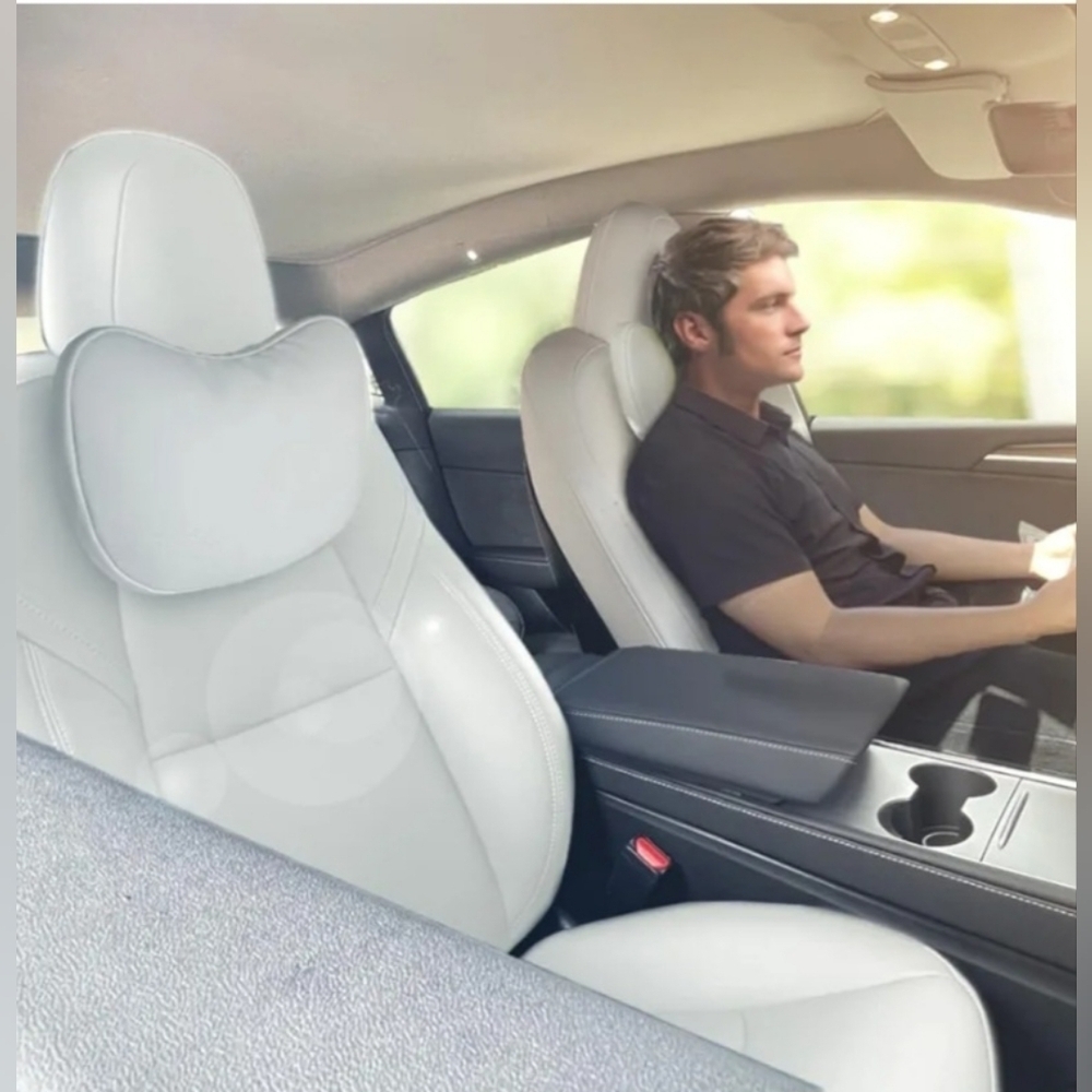 NIB TESBEAUTY Nappa Leather Headrest Pillow for Tesla